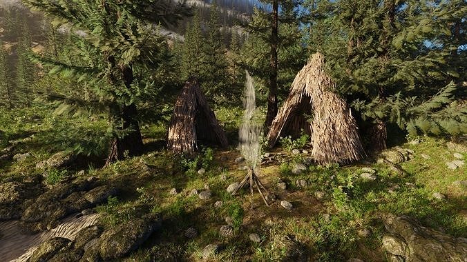 River Mountains Scene 3D model 4