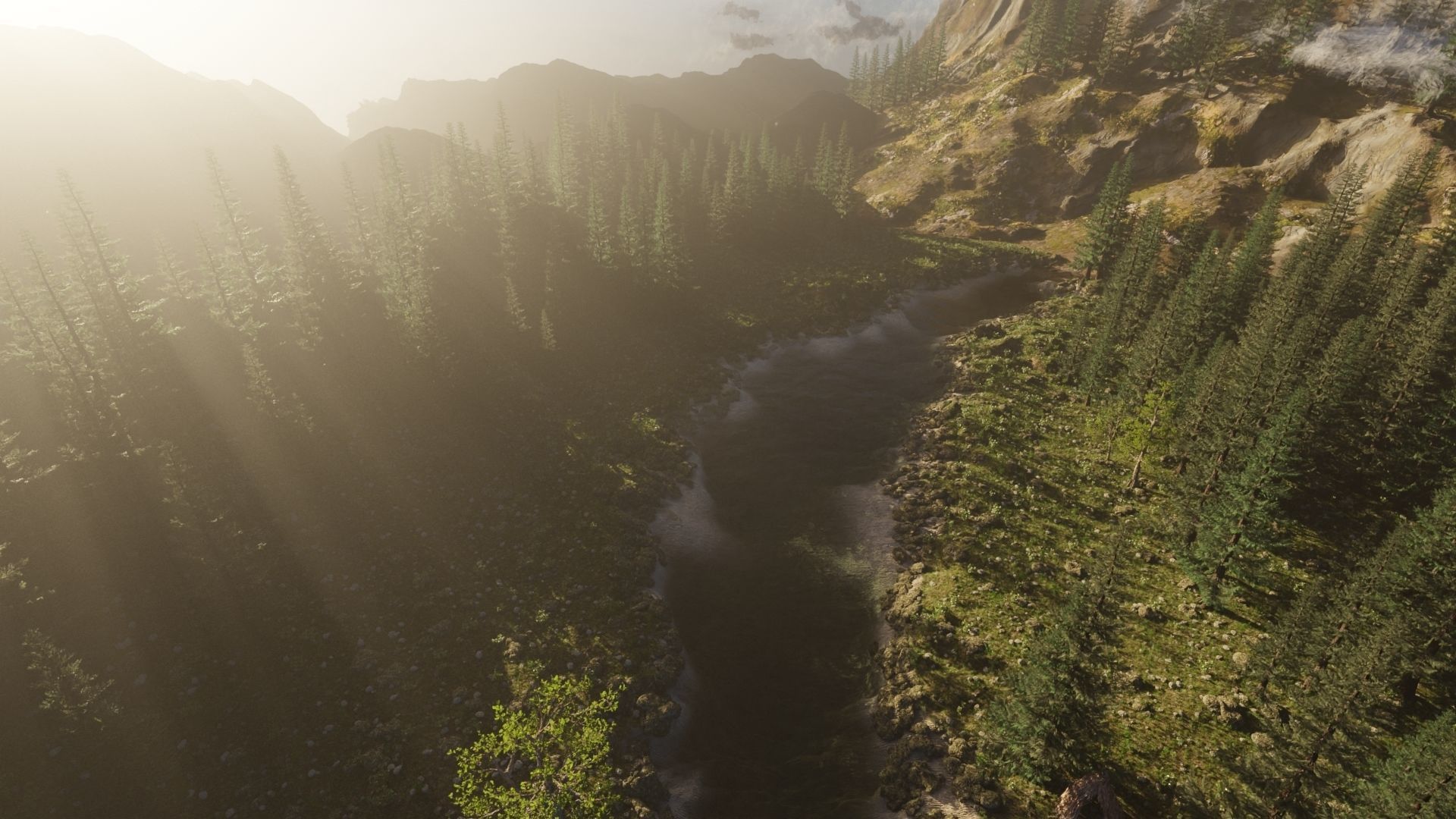River Mountains Scene 3D model_8