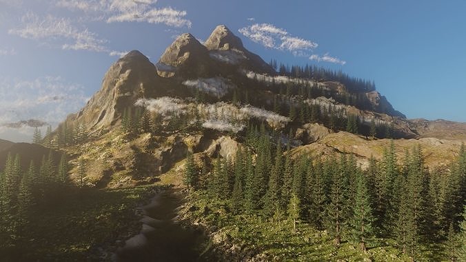 River Mountains Scene 3D model 7