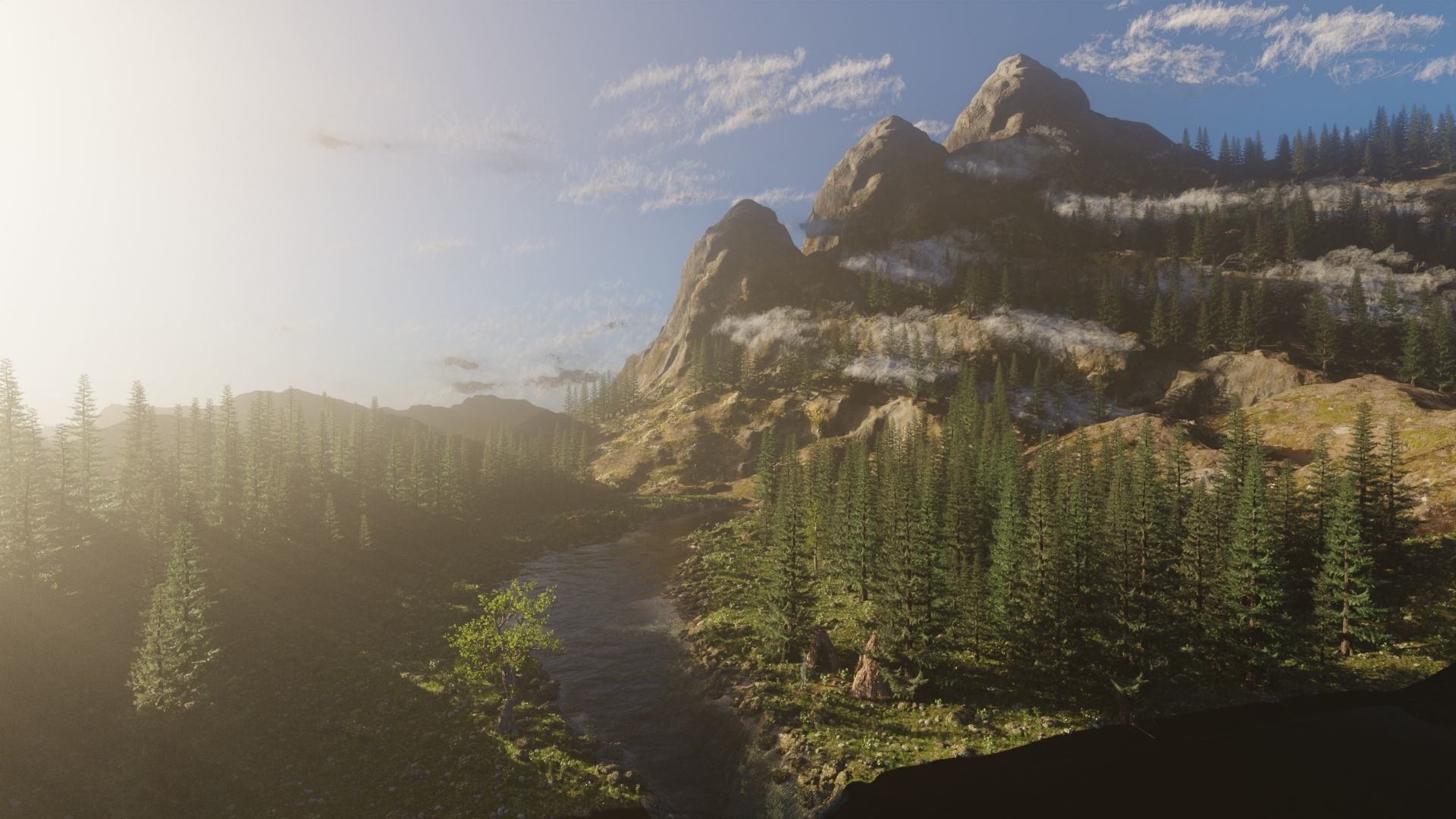 River Mountains Scene 3D model_10