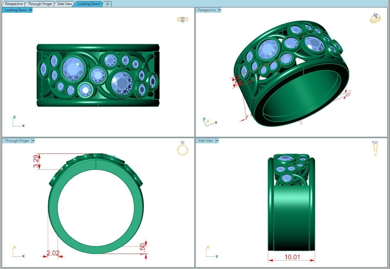 Ring182 gold ring with diamonds 3D print model_5