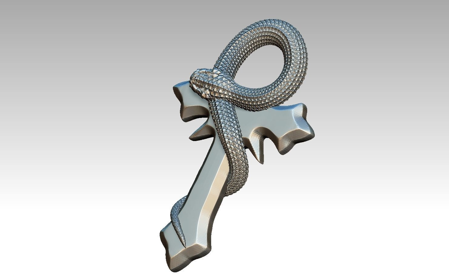 Cross with Snake 3D print model_2