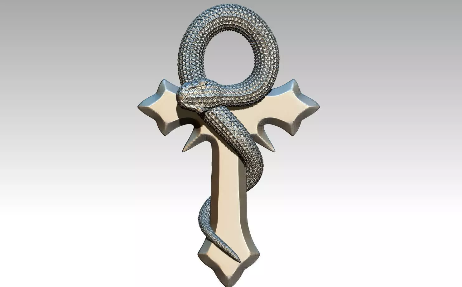 Cross with Snake 3D print model_0