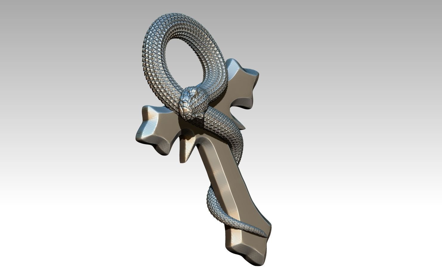 Cross with Snake 3D print model_1