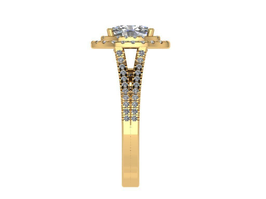 Ring184 oval diamond halo engagement ring gold 3D print model_3