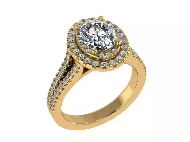 Ring184 oval diamond halo engagement ring gold 3D print model Ring184 oval diamond halo engagement ring gold 3D print model