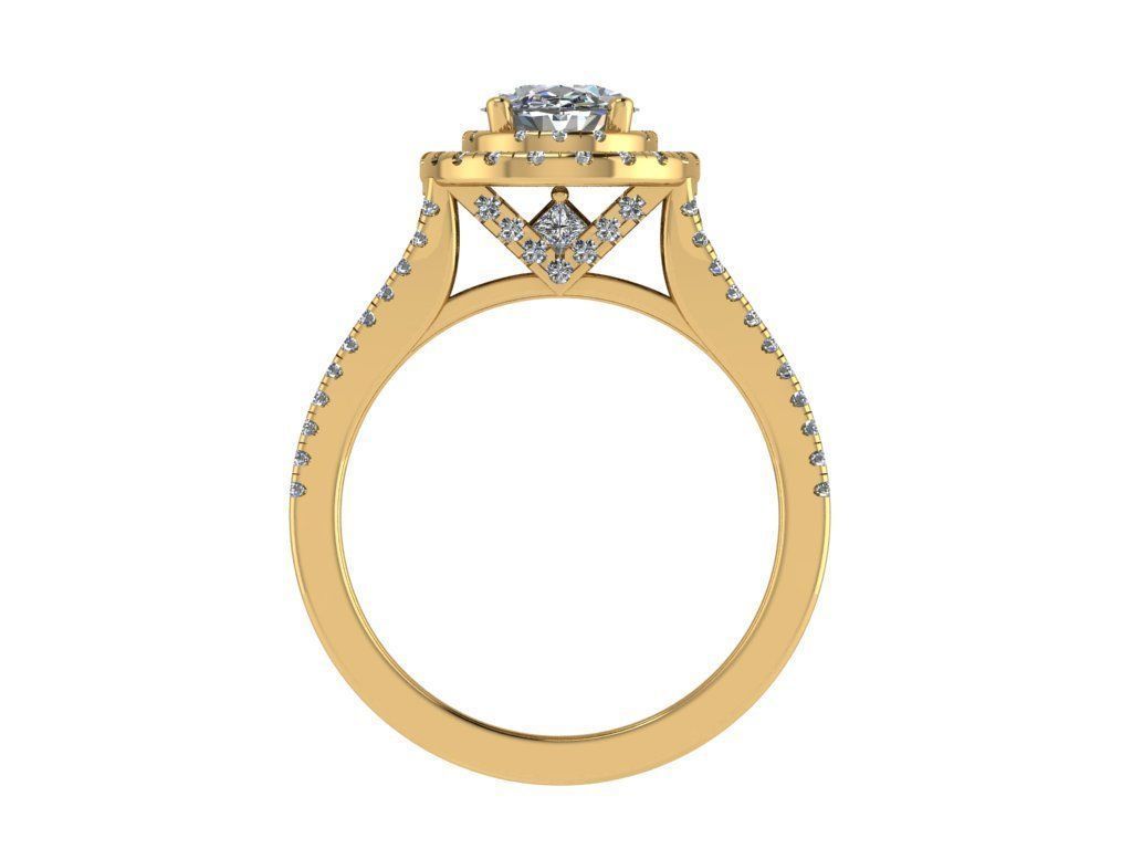 Ring184 oval diamond halo engagement ring gold 3D print model_2