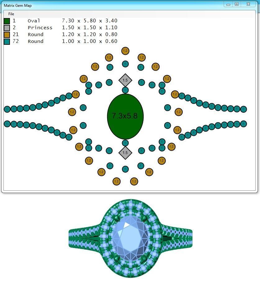 Ring184 oval diamond halo engagement ring gold 3D print model_6