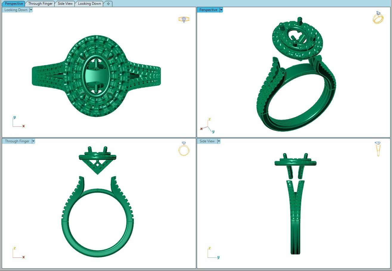 Ring184 oval diamond halo engagement ring gold 3D print model_8