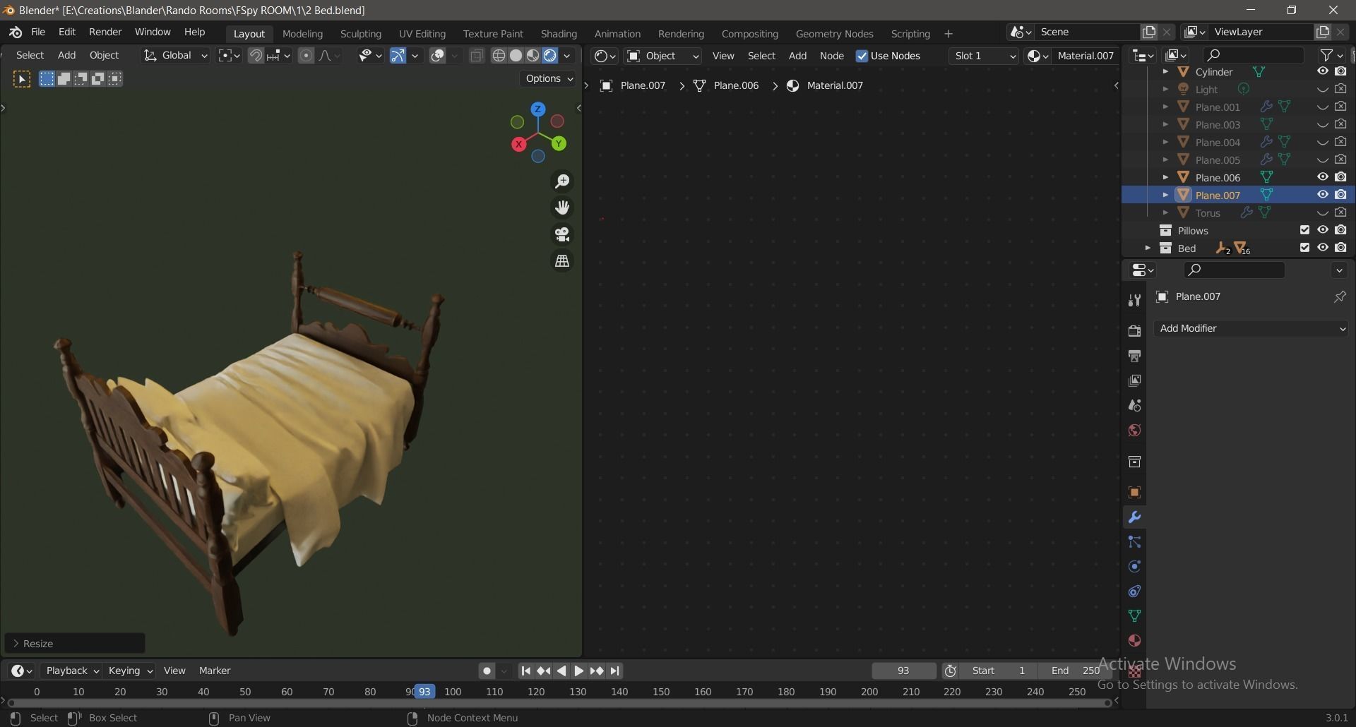 Antique Wooden Bed 3D model_7
