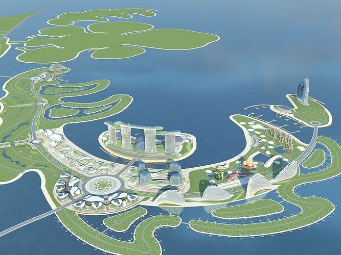 Sci Fi Artificial Island 3 3D model