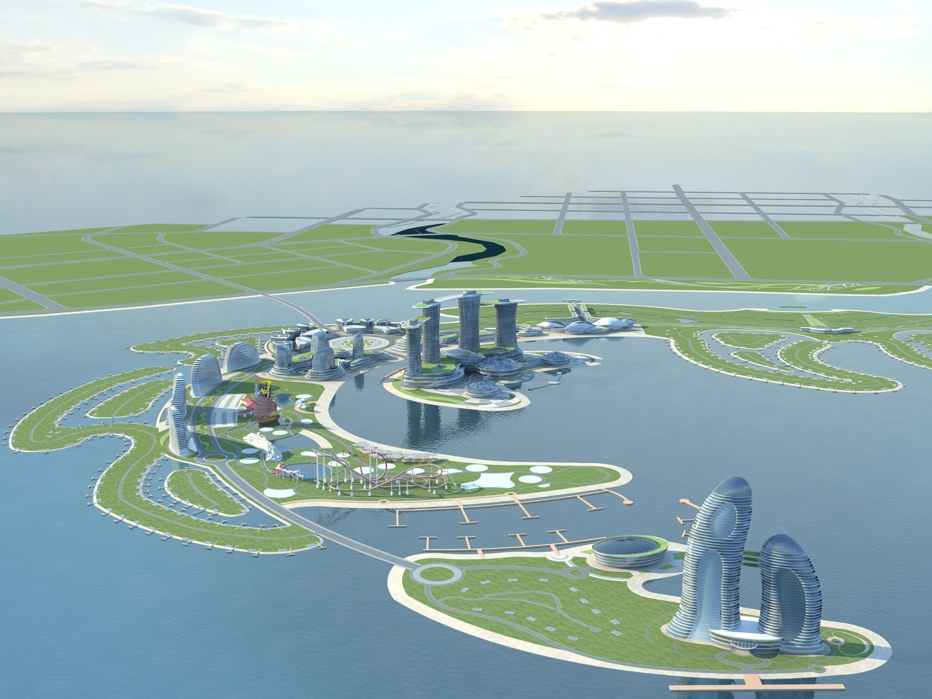 Sci Fi Artificial Island 3 3D model_2