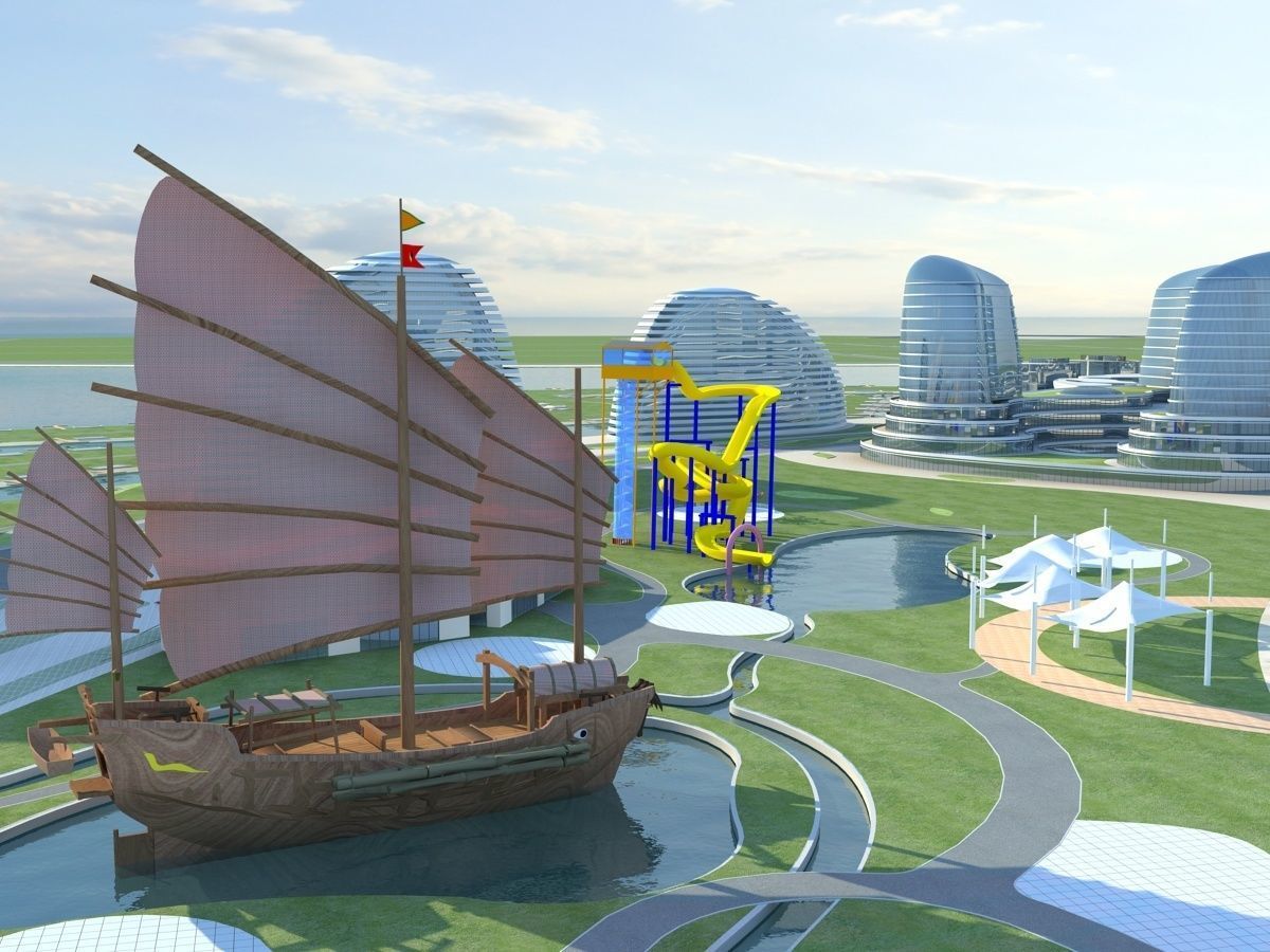 Sci Fi Artificial Island 3 3D model_9