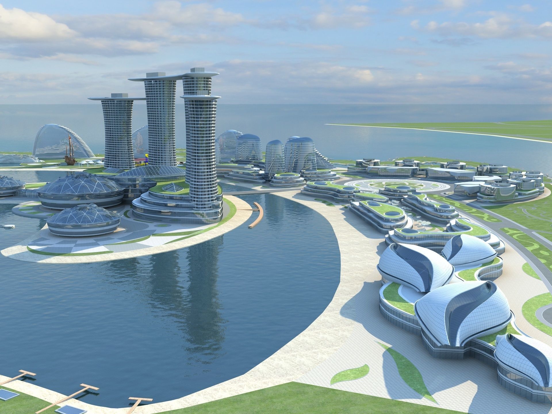 Sci Fi Artificial Island 3 3D model_4