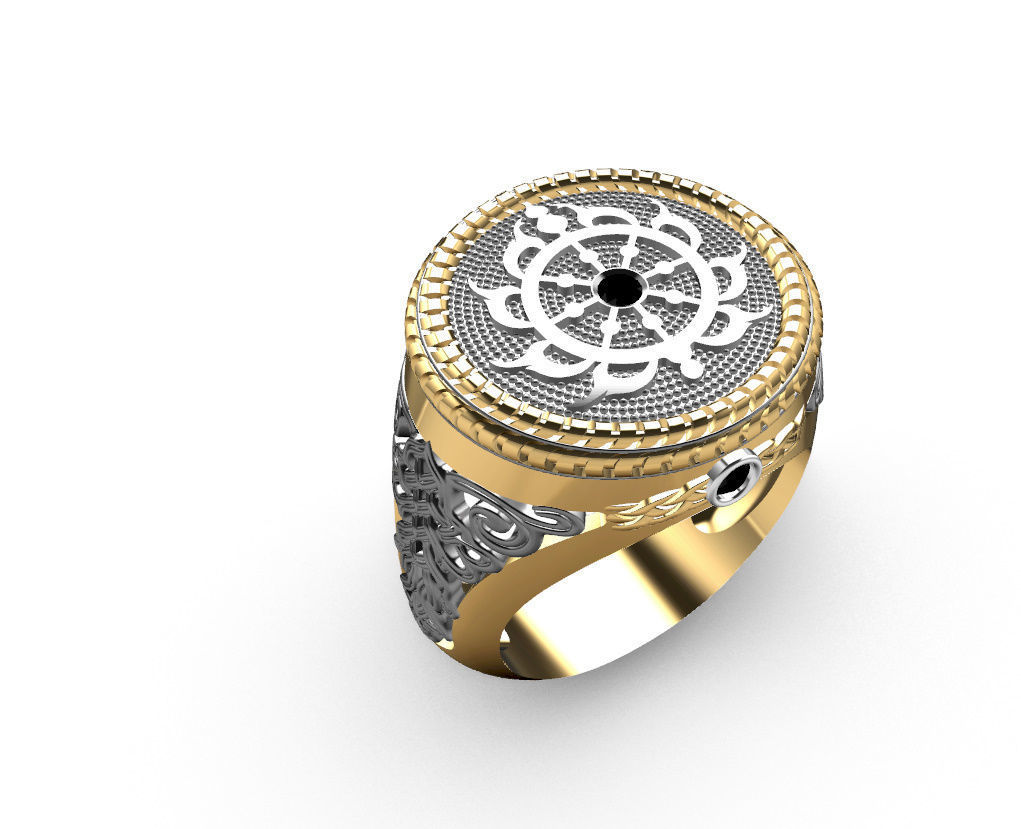 Indian ring with Chakra 3D print model_10