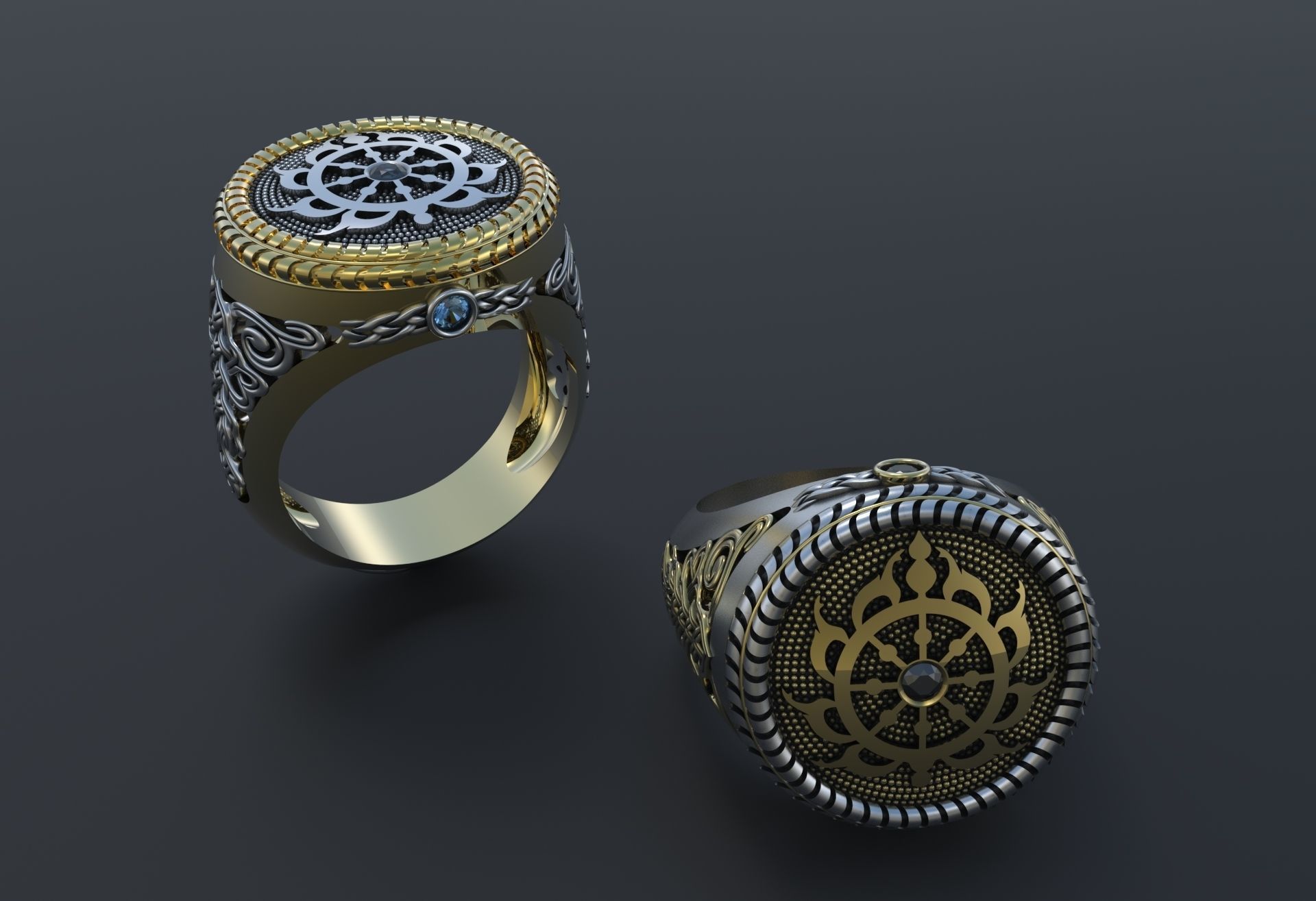 Indian ring with Chakra 3D print model_2