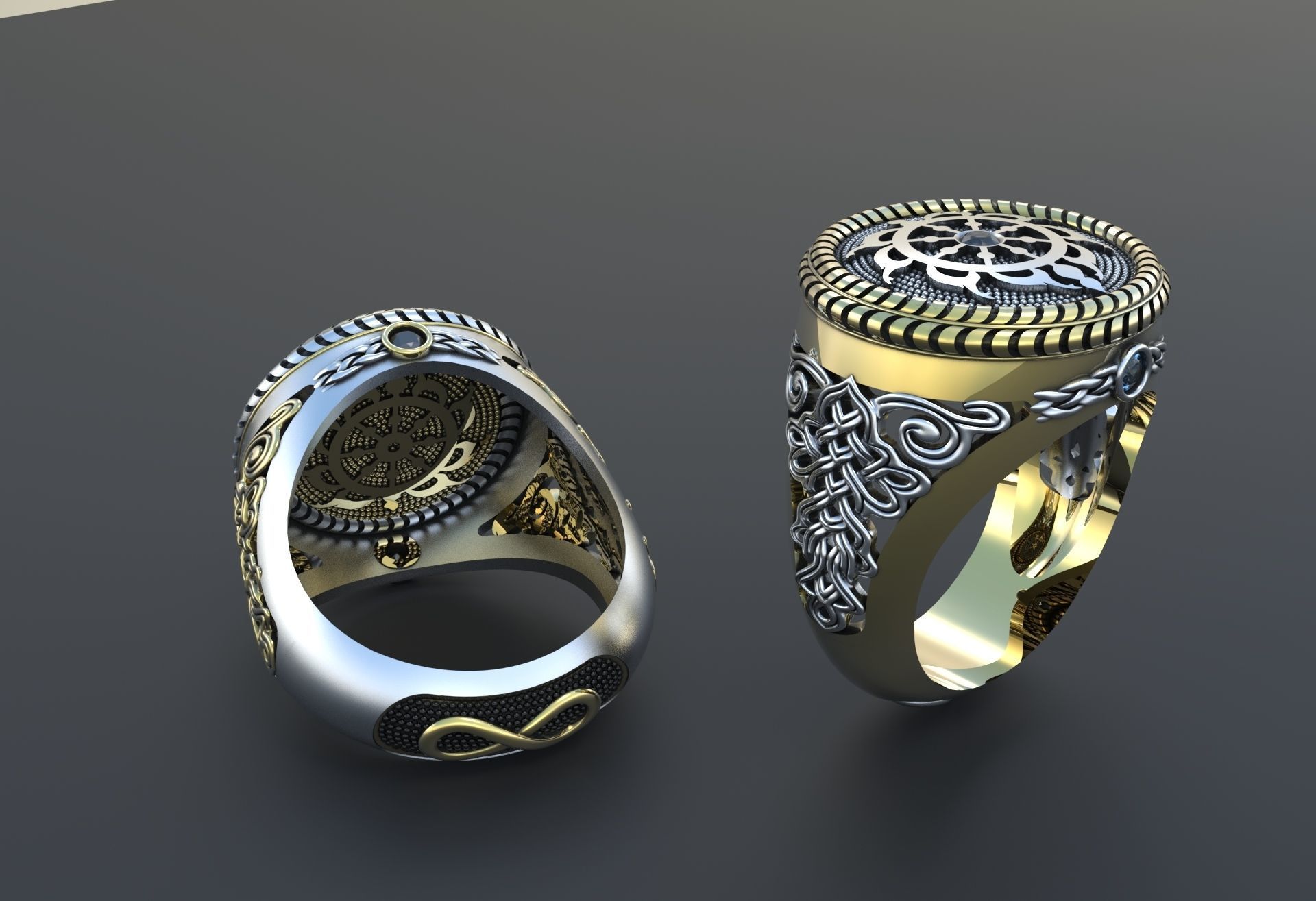 Indian ring with Chakra 3D print model_3