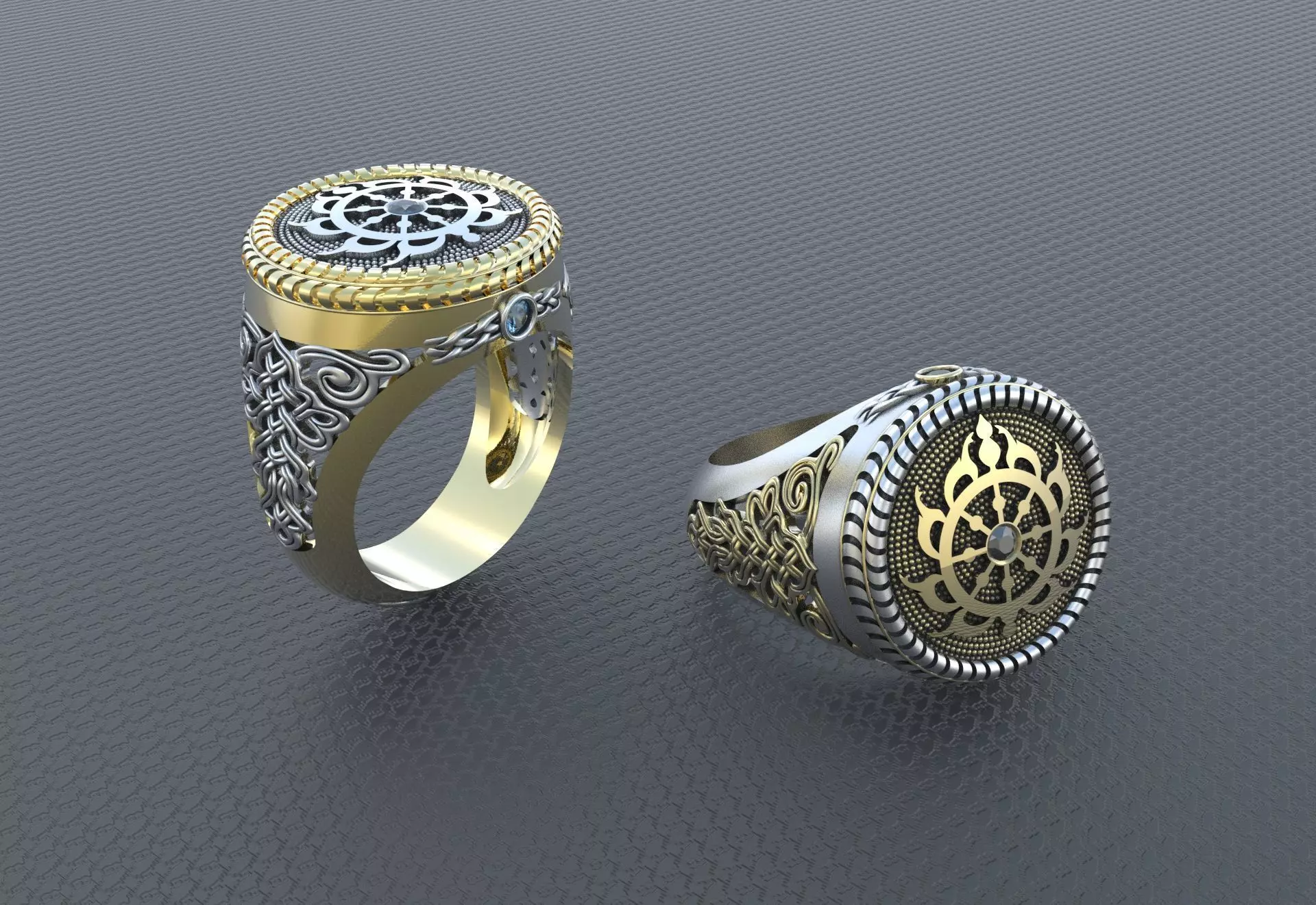 Indian ring with Chakra 3D print model_0