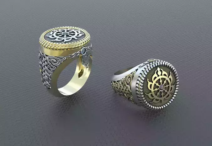 Indian ring with Chakra 3D print model