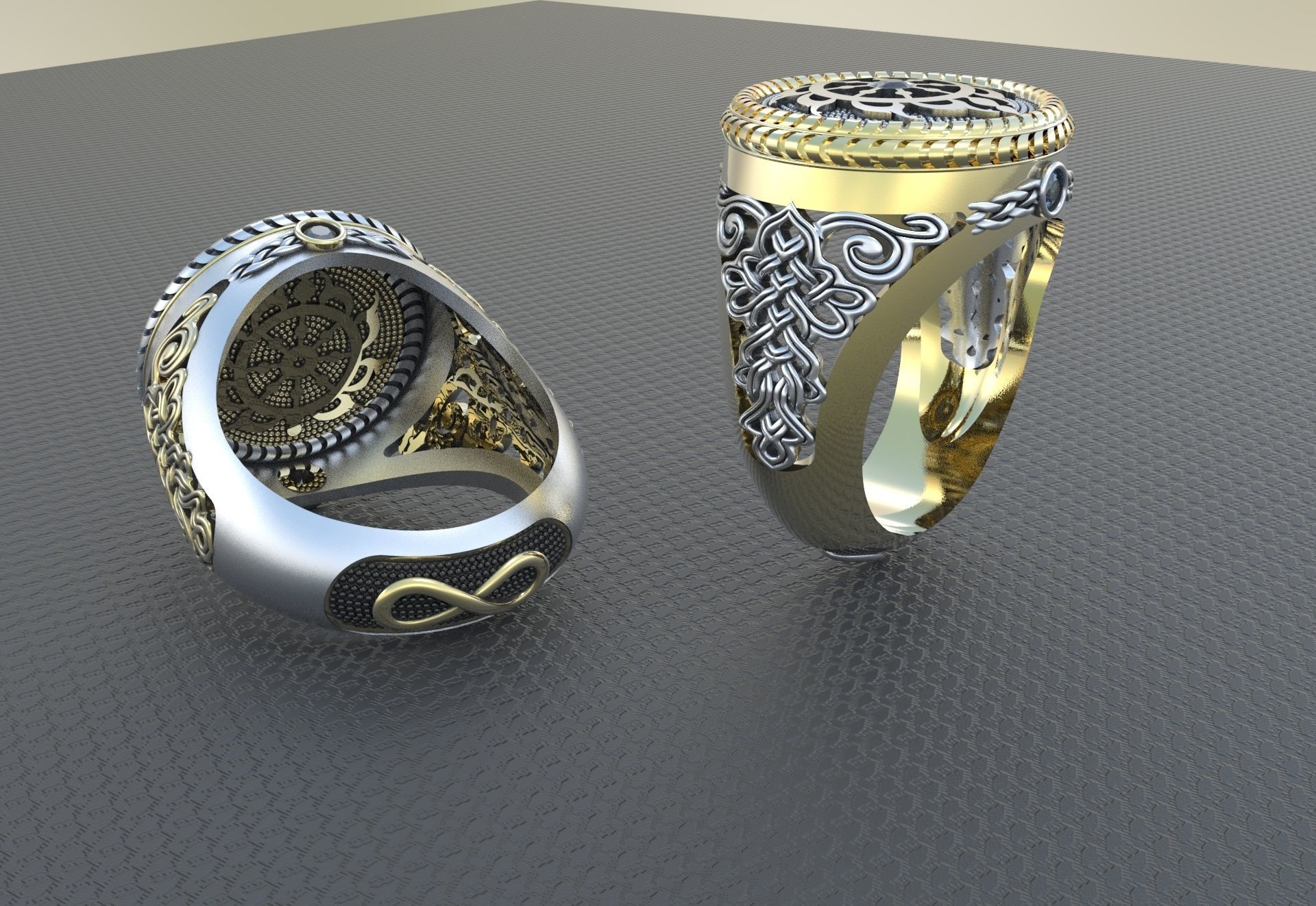 Indian ring with Chakra 3D print model_1