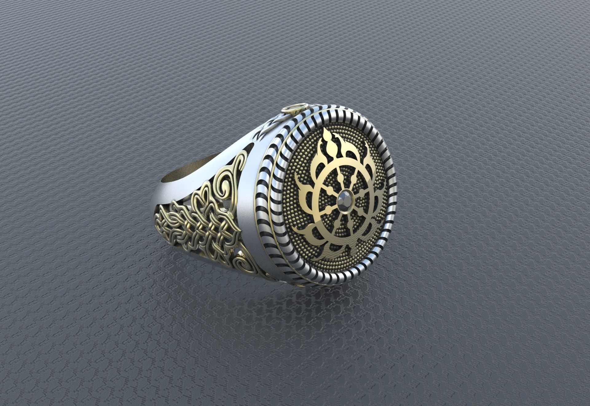 Indian ring with Chakra 3D print model_5