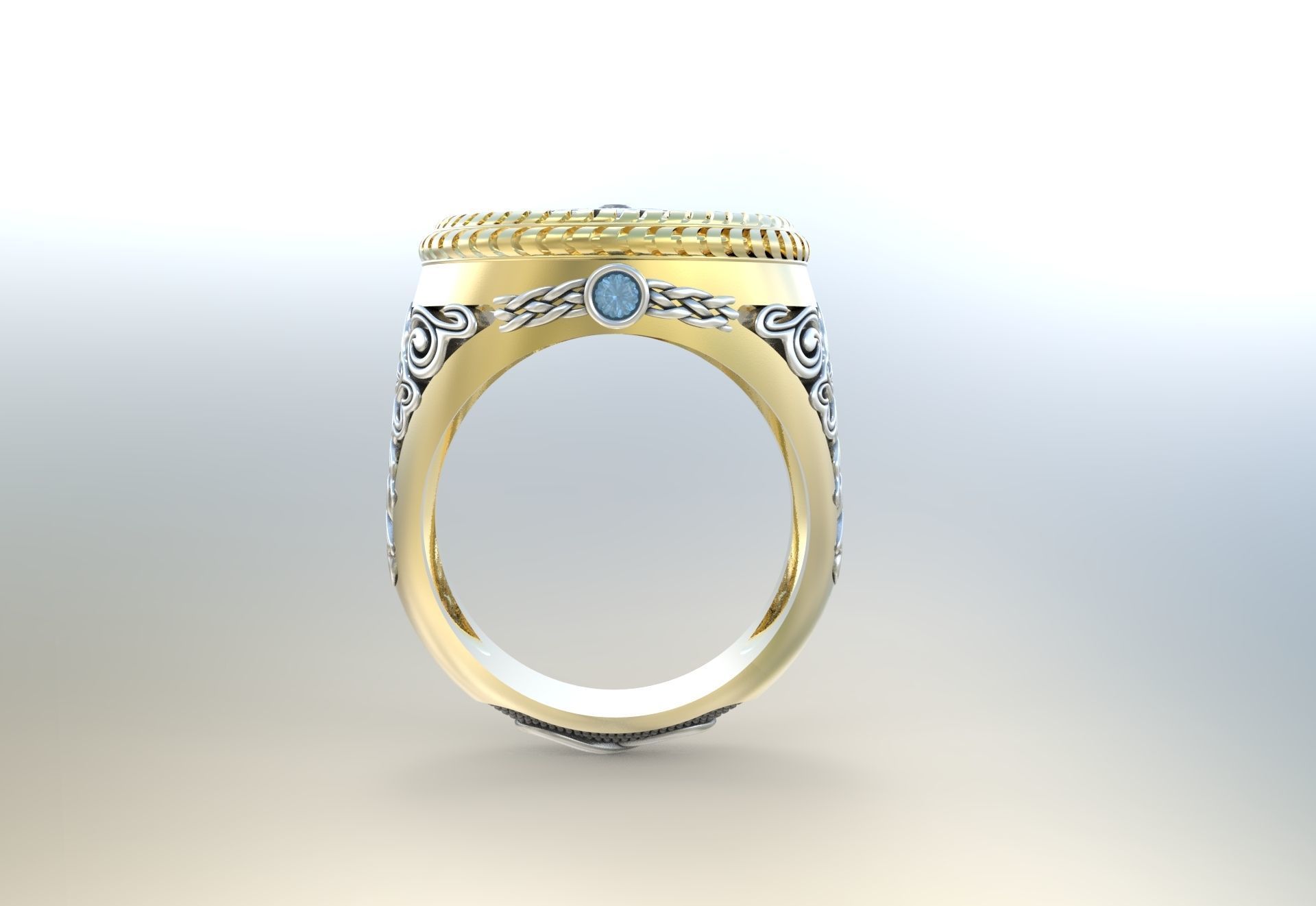 Indian ring with Chakra 3D print model_7