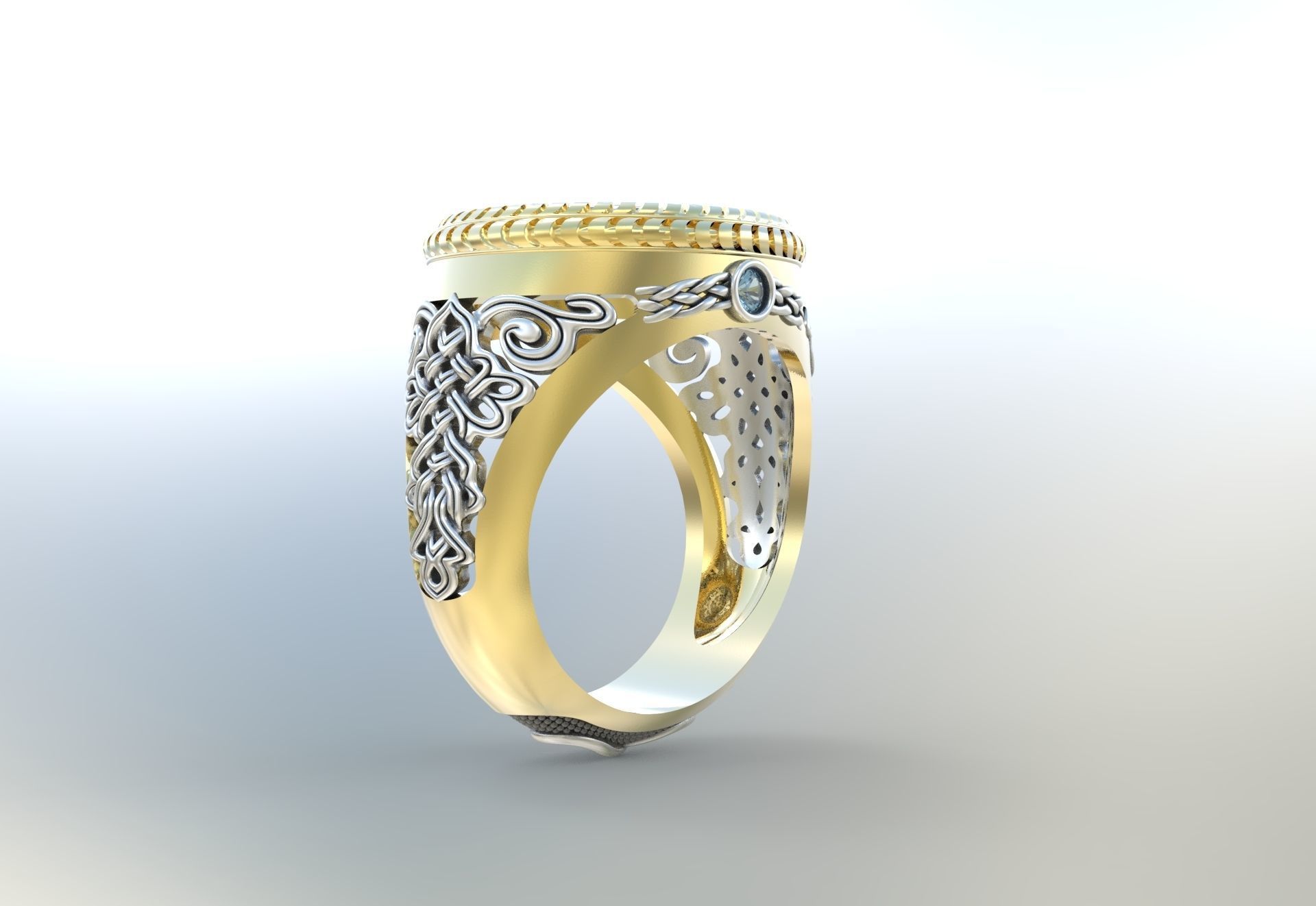 Indian ring with Chakra 3D print model_8