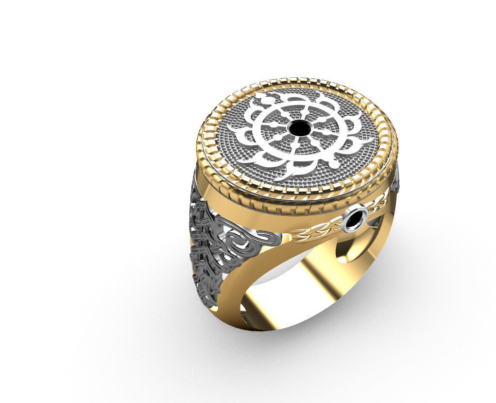 Indian ring with Chakra 3D print model_16