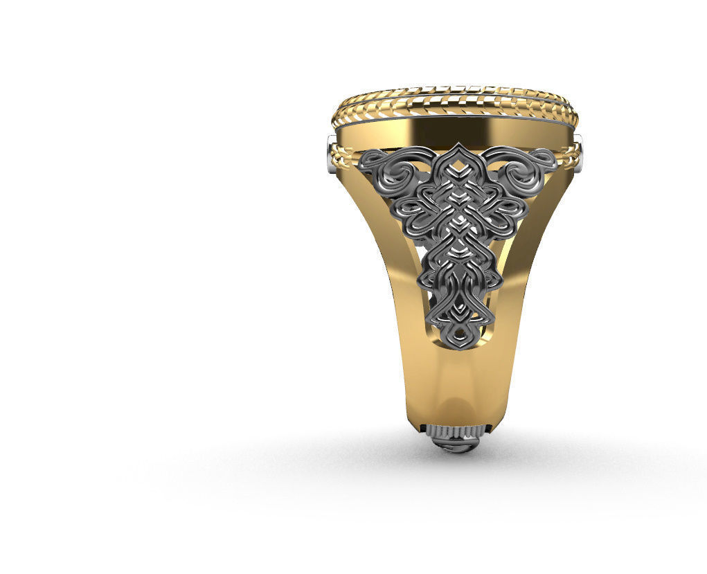 Indian ring with Chakra 3D print model_11
