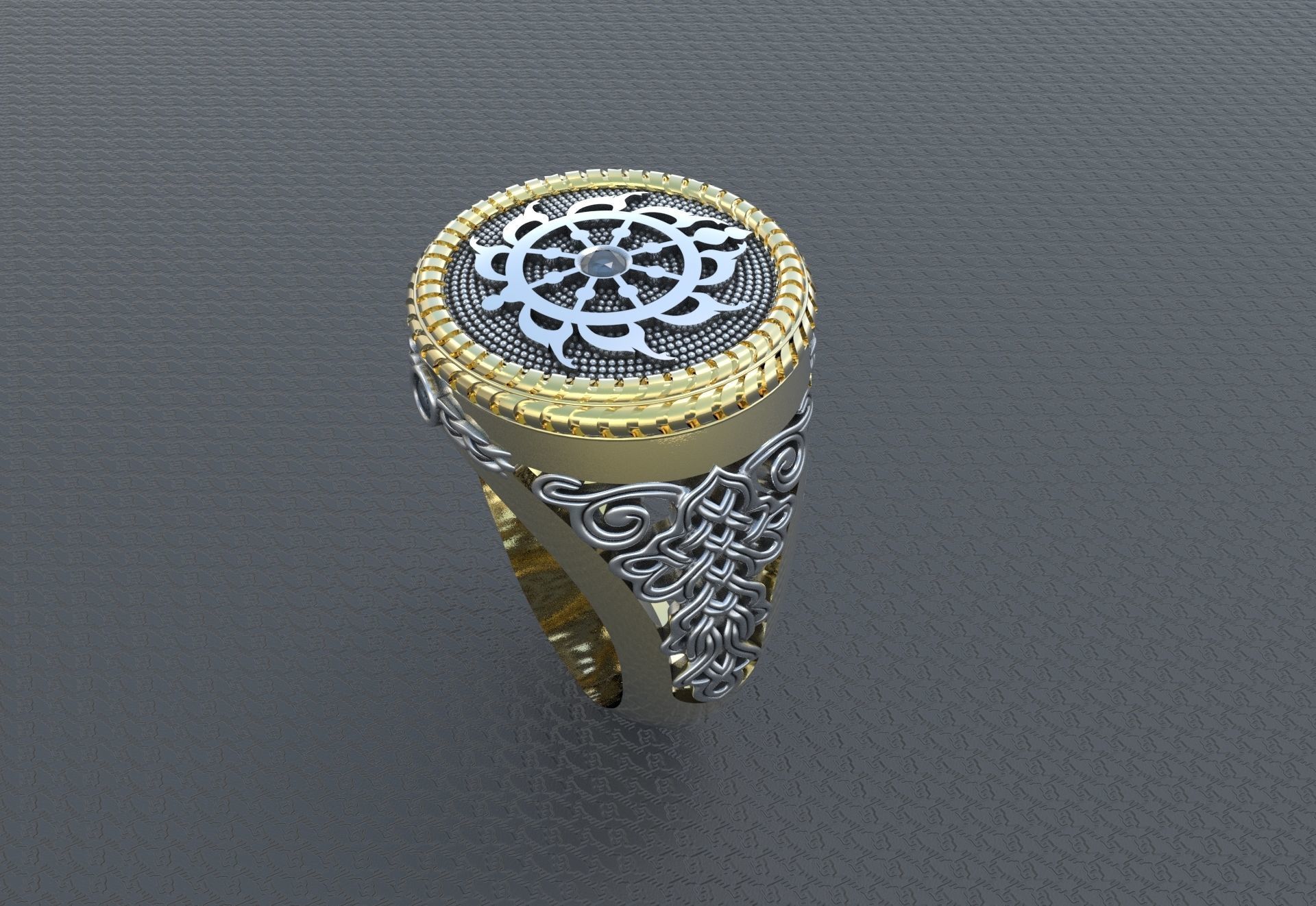 Indian ring with Chakra 3D print model_4