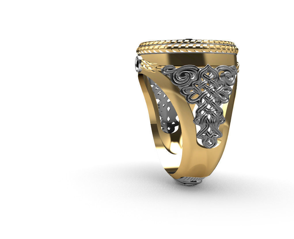 Indian ring with Chakra 3D print model_13