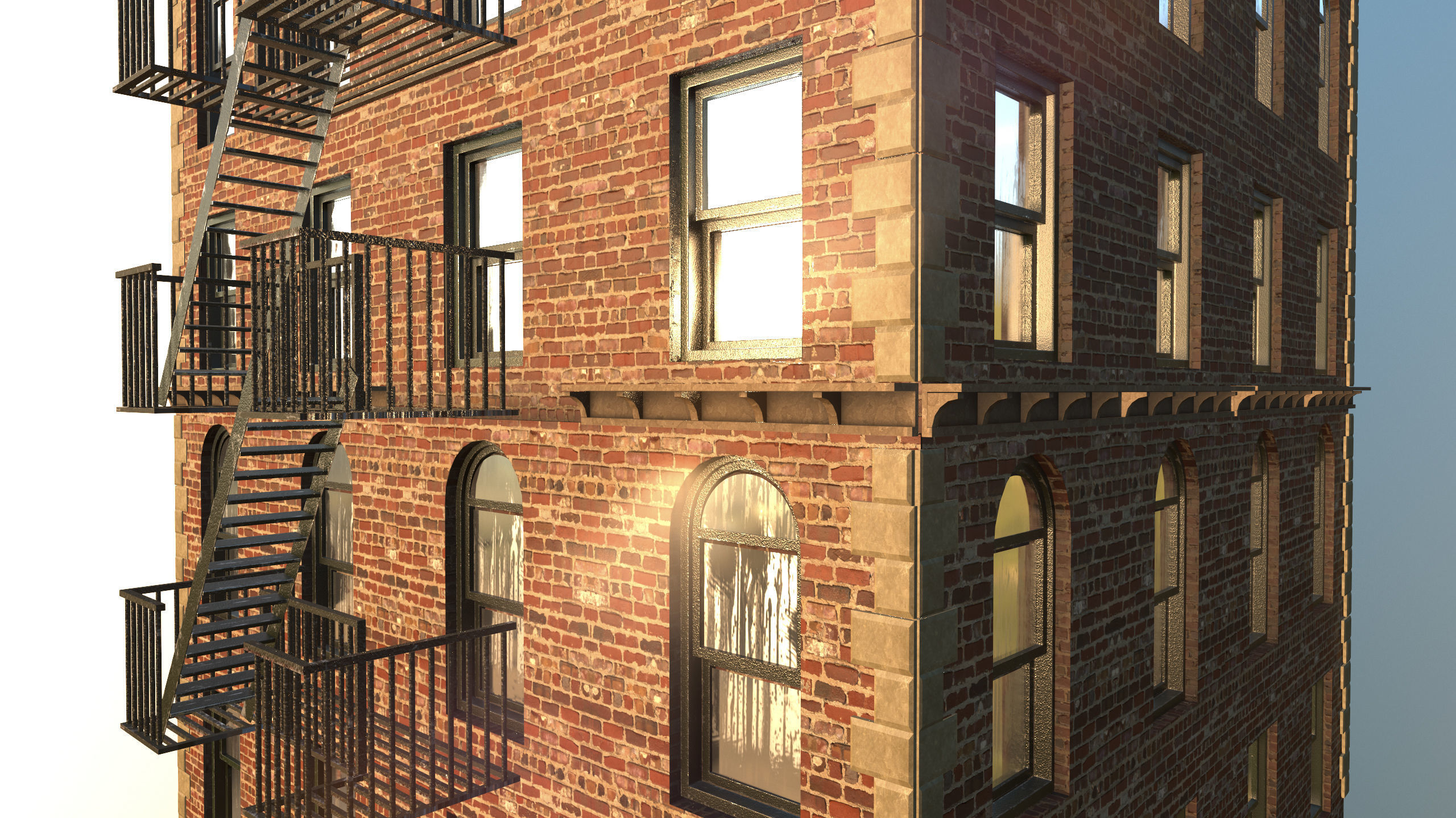 Apartment  with firescape - low poly Low-poly 3D model_3