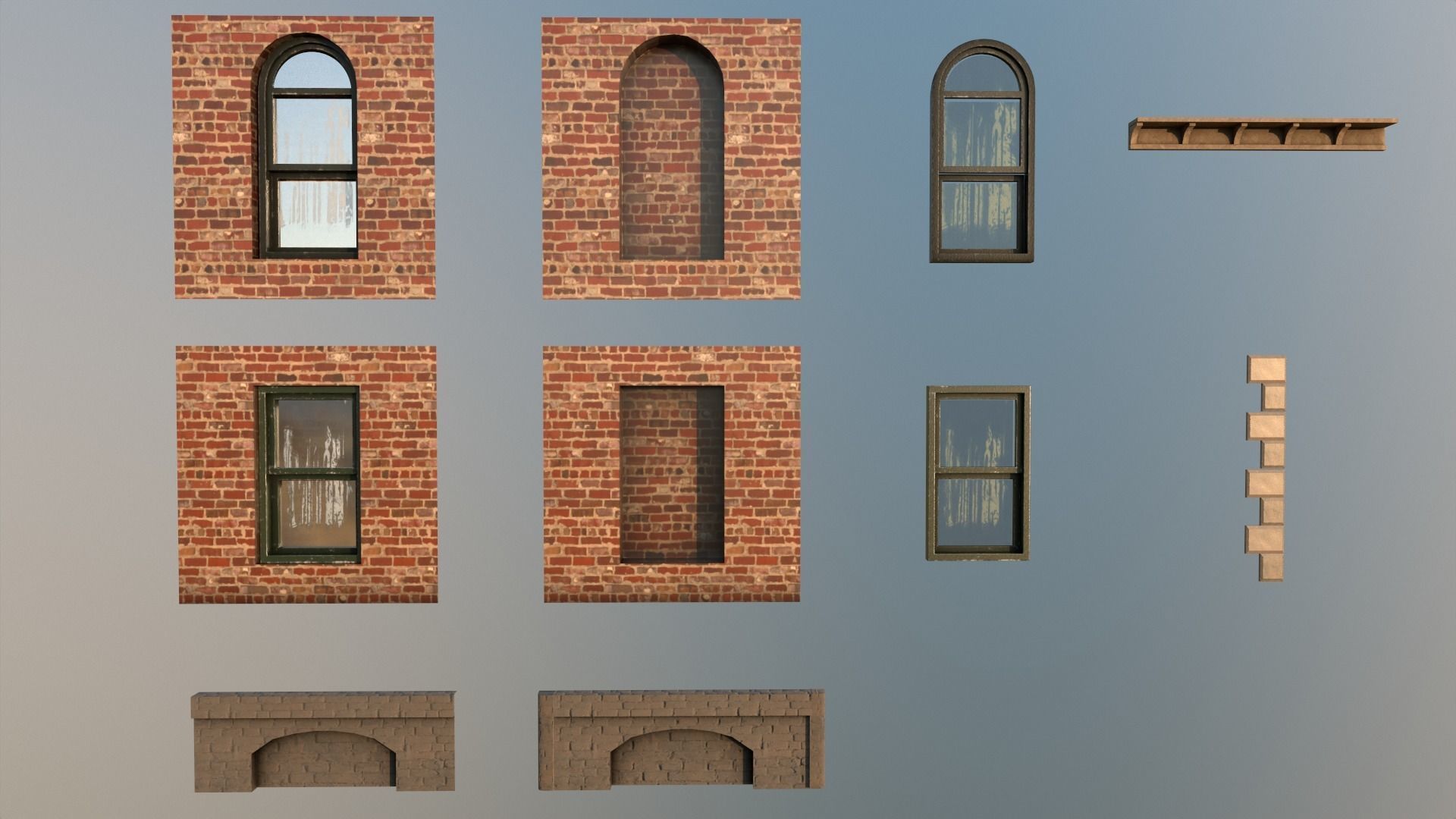 Apartment  with firescape - low poly Low-poly 3D model_4