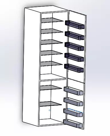 refregerator cabinet with shelves and drawers 3D print model_0