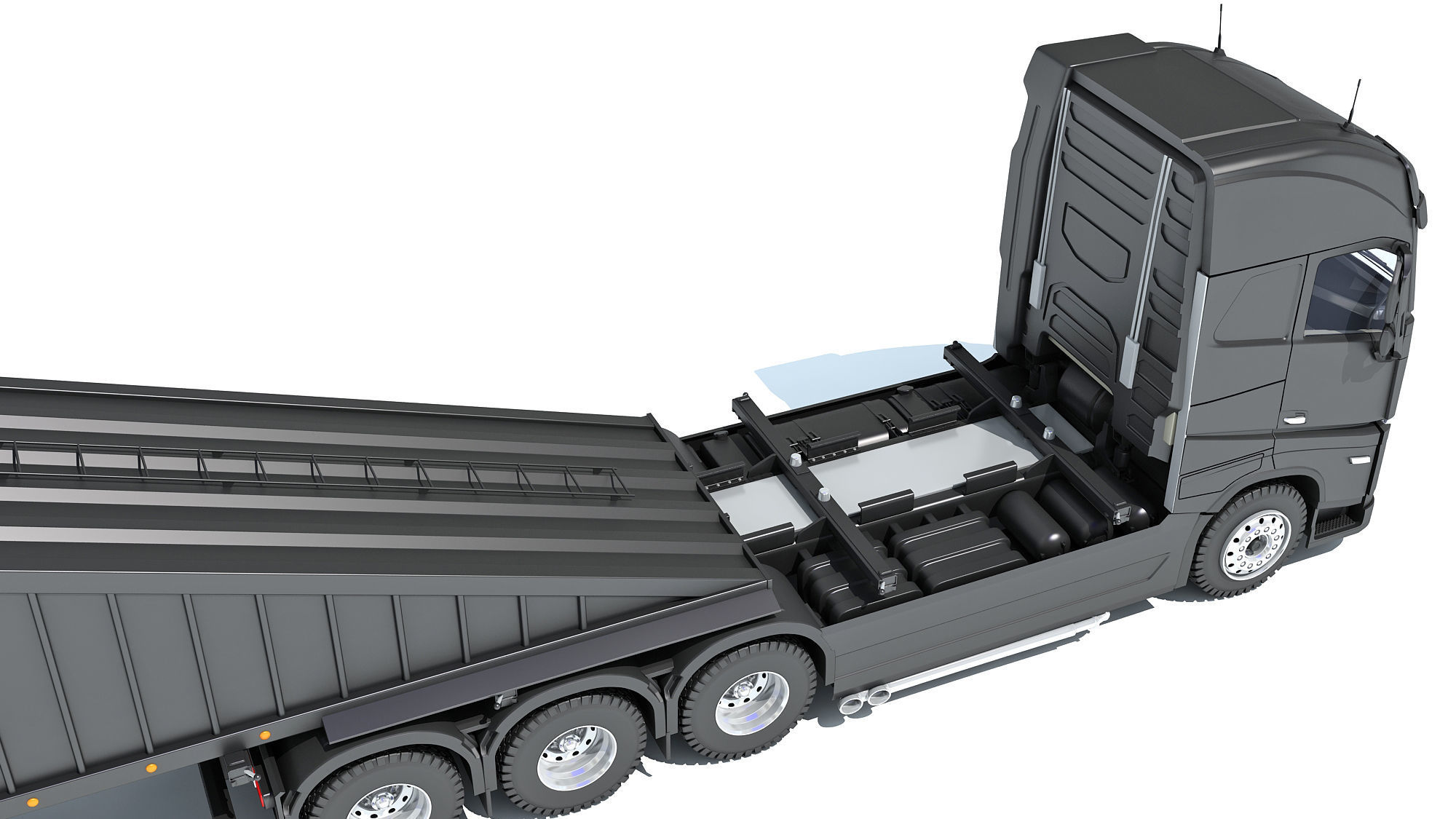 Truck with Bottom Dump Trailer 3D model_14