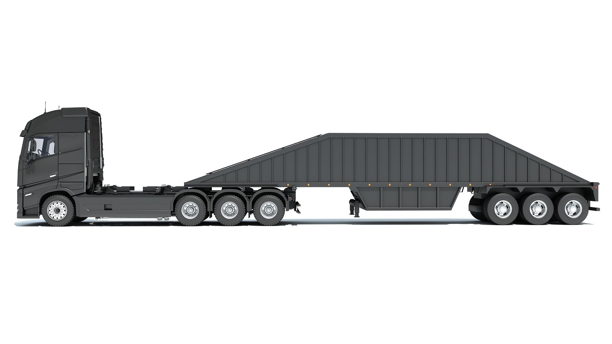 Truck with Bottom Dump Trailer 3D model_1