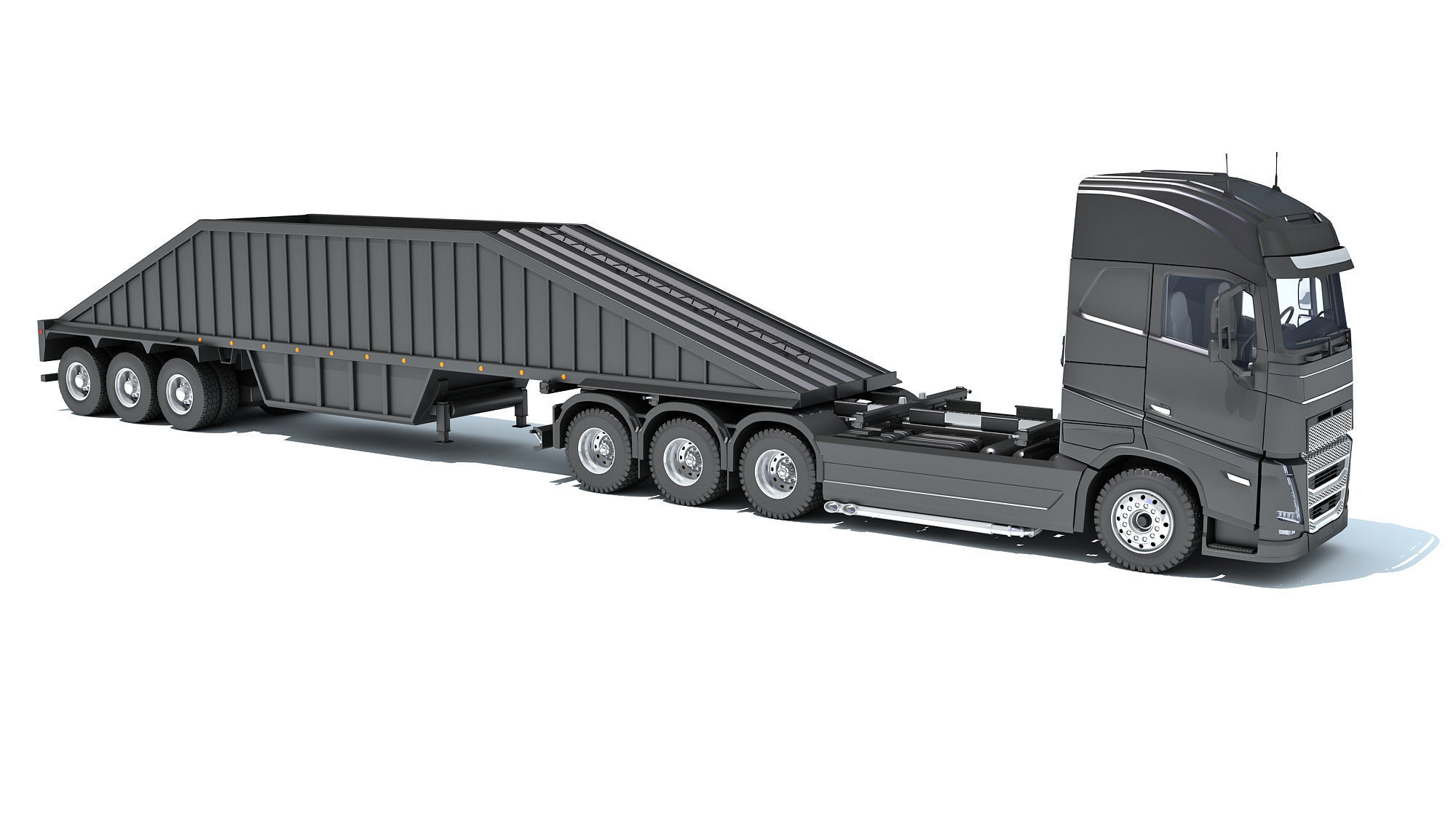 Truck with Bottom Dump Trailer 3D model_7