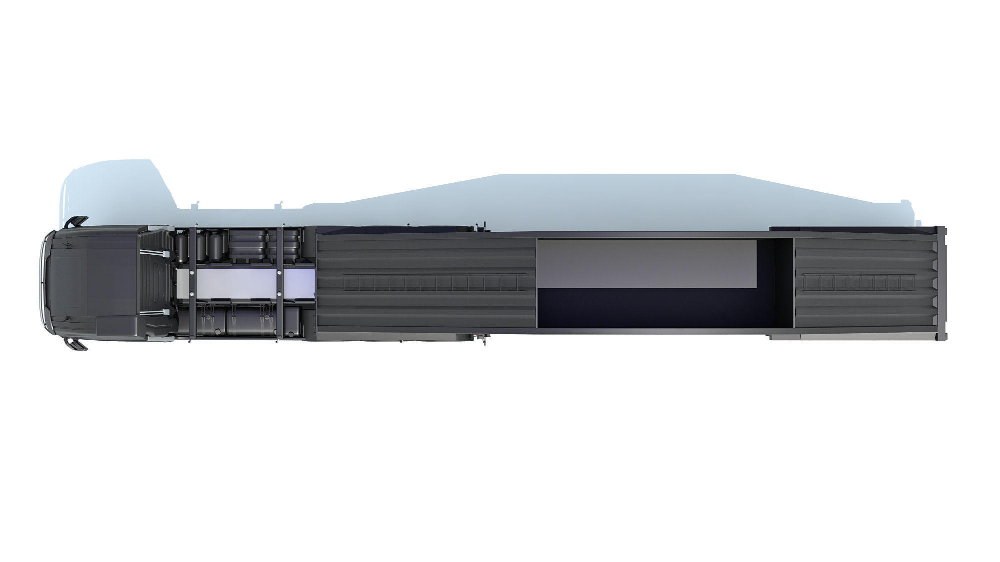 Truck with Bottom Dump Trailer 3D model_11