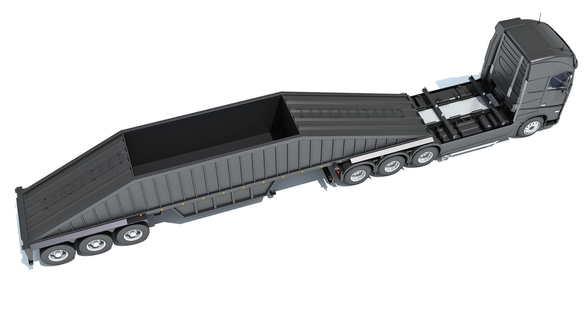 Truck with Bottom Dump Trailer 3D model_6