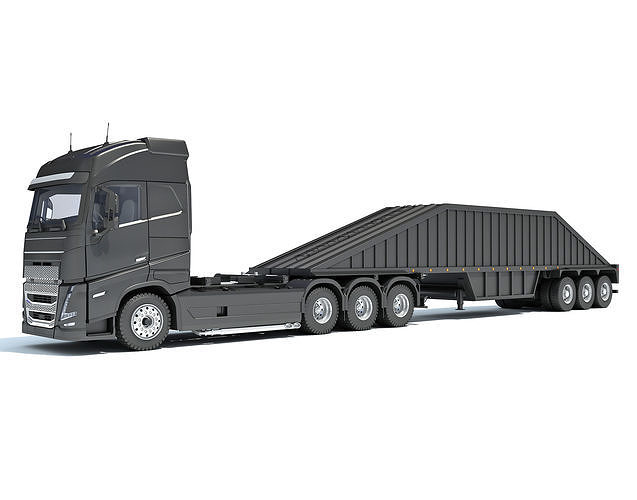 Truck with Bottom Dump Trailer 3D model