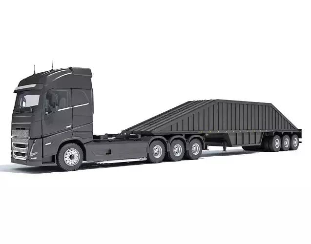 Truck with Bottom Dump Trailer 3D model