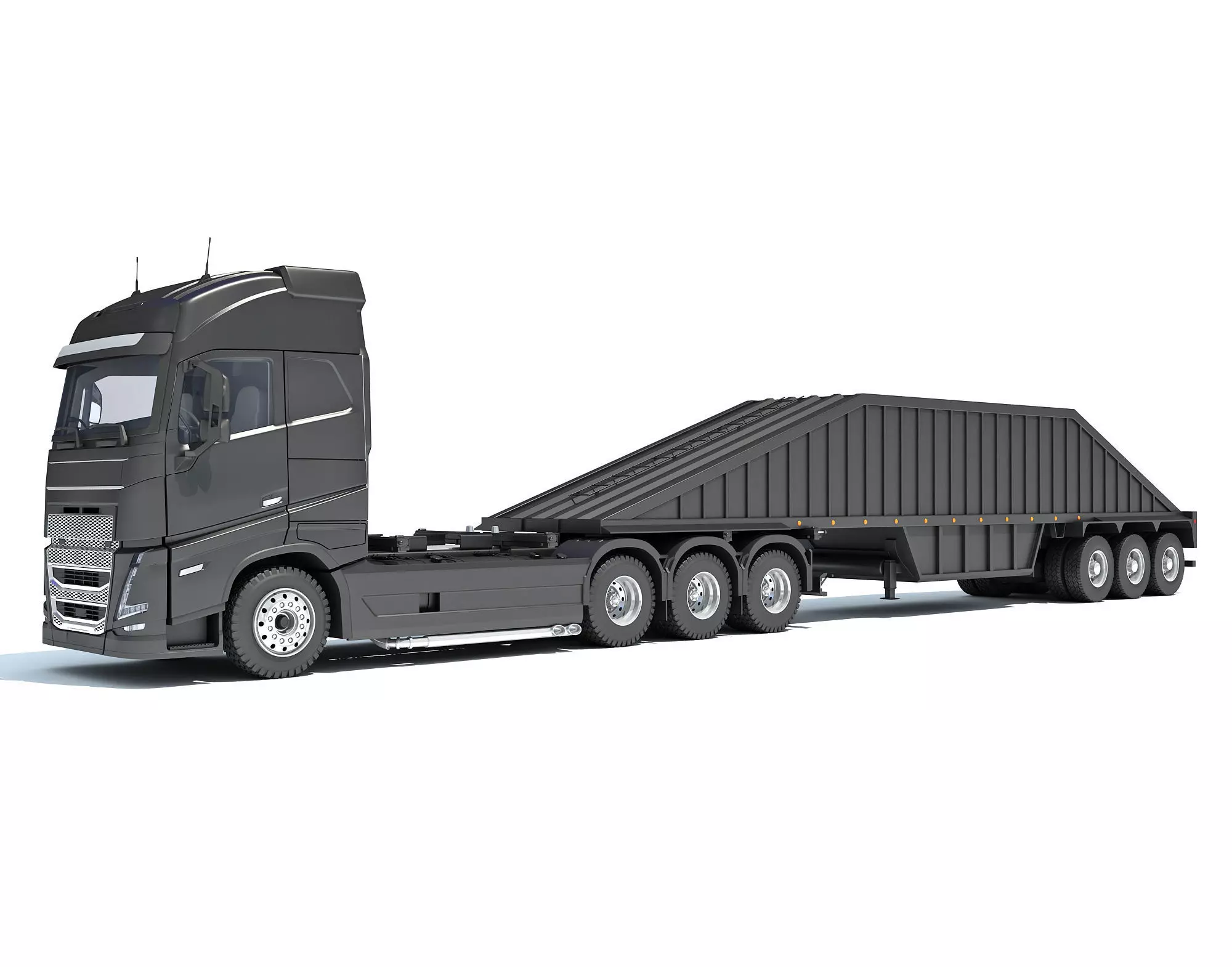 Truck with Bottom Dump Trailer 3D model_0