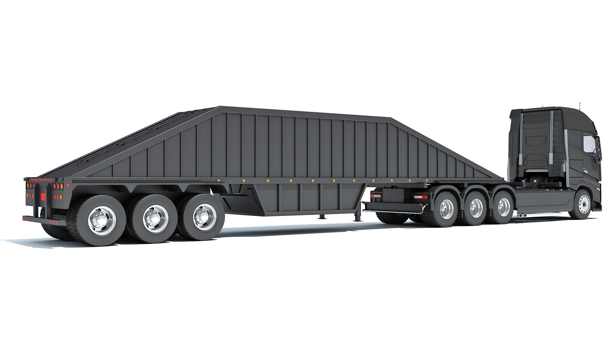 Truck with Bottom Dump Trailer 3D model_4