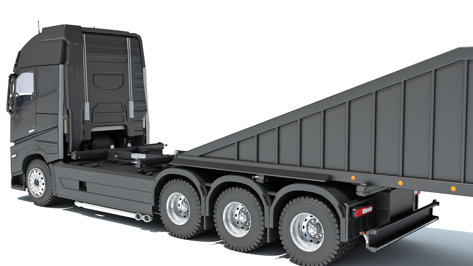 Truck with Bottom Dump Trailer 3D model_13