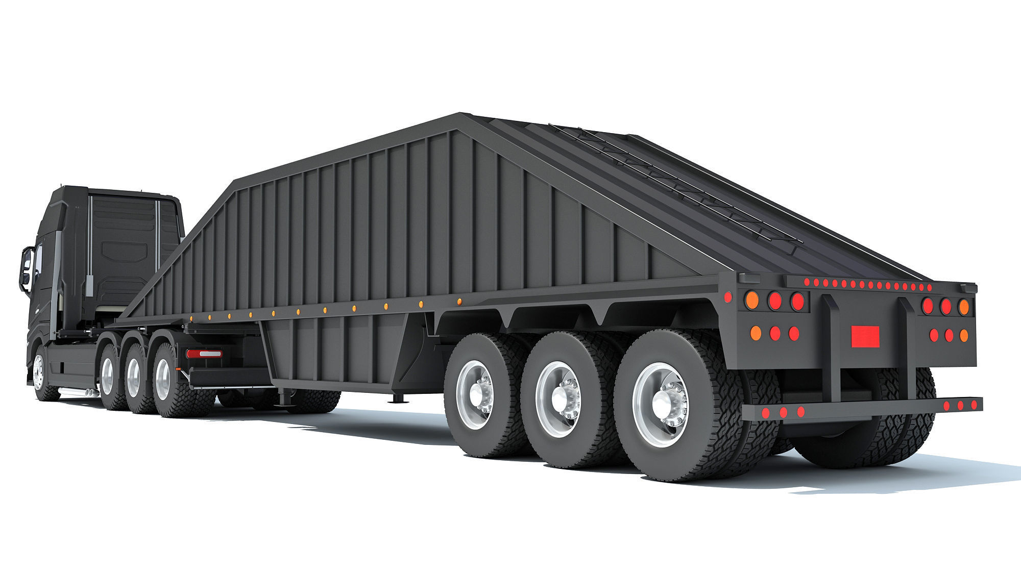 Truck with Bottom Dump Trailer 3D model_3
