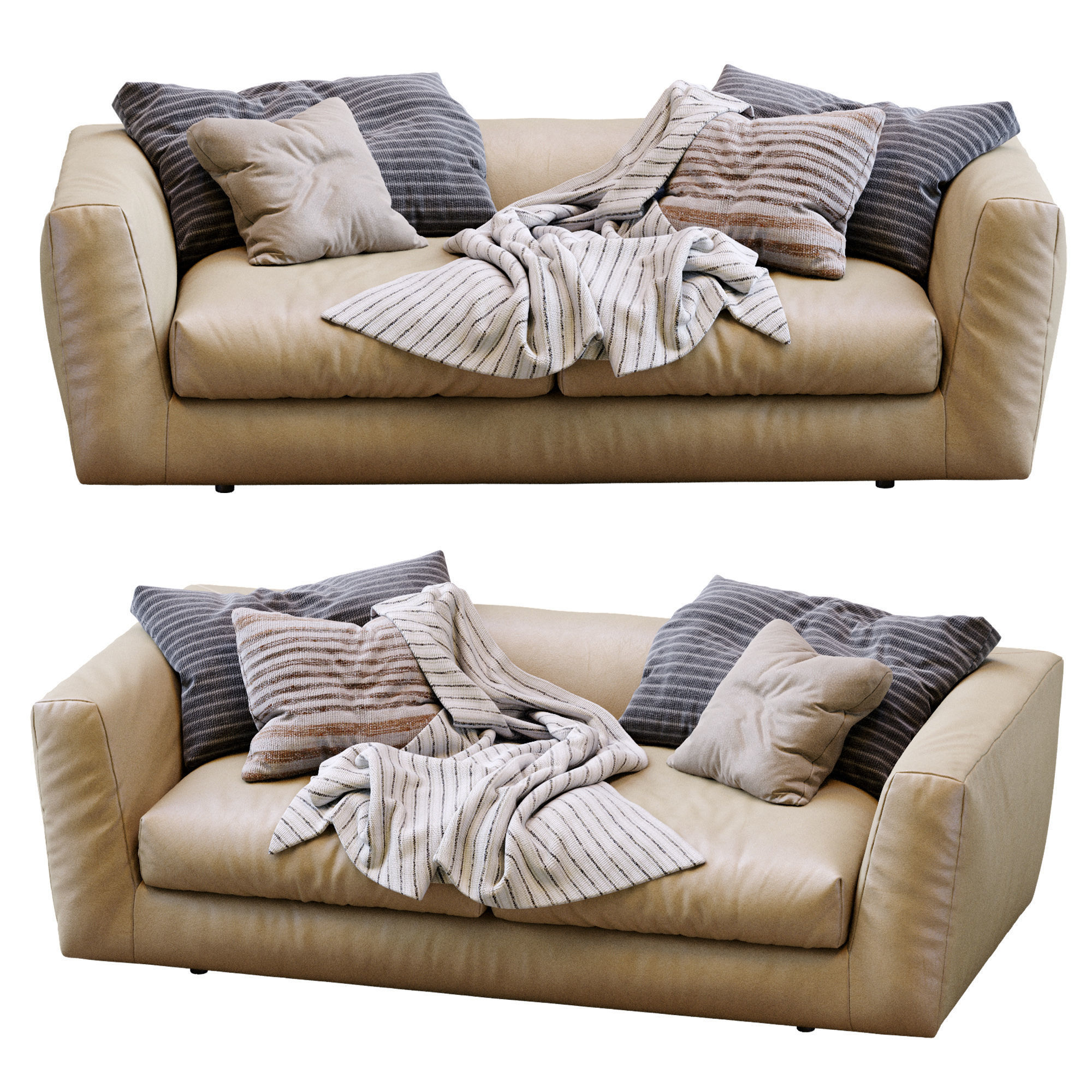 Ferlea Leather Sofa H01 3D model_12