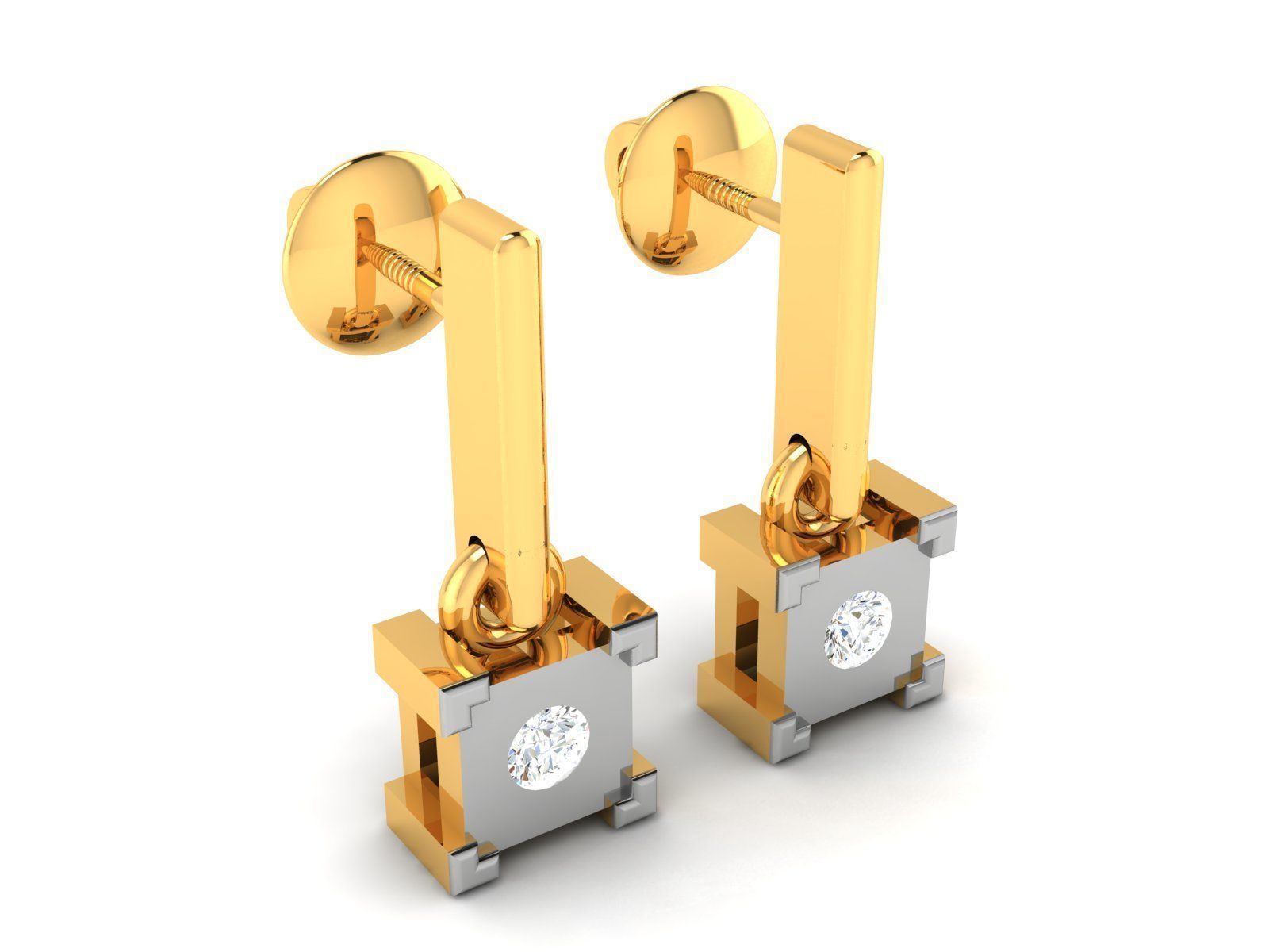 Solitaire Earring 3D print model_2