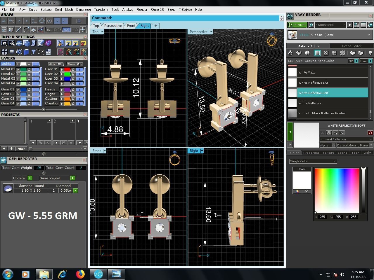 Solitaire Earring 3D print model_1