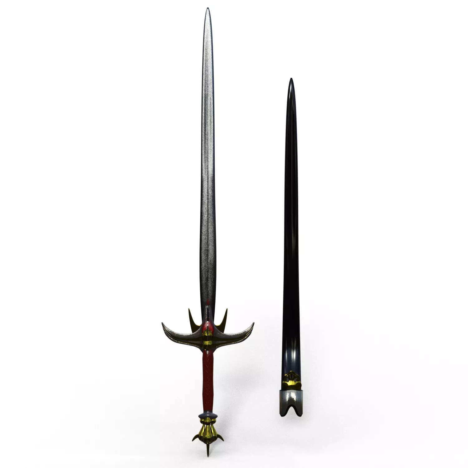 Skull Sword and Scabbard 3D model_0