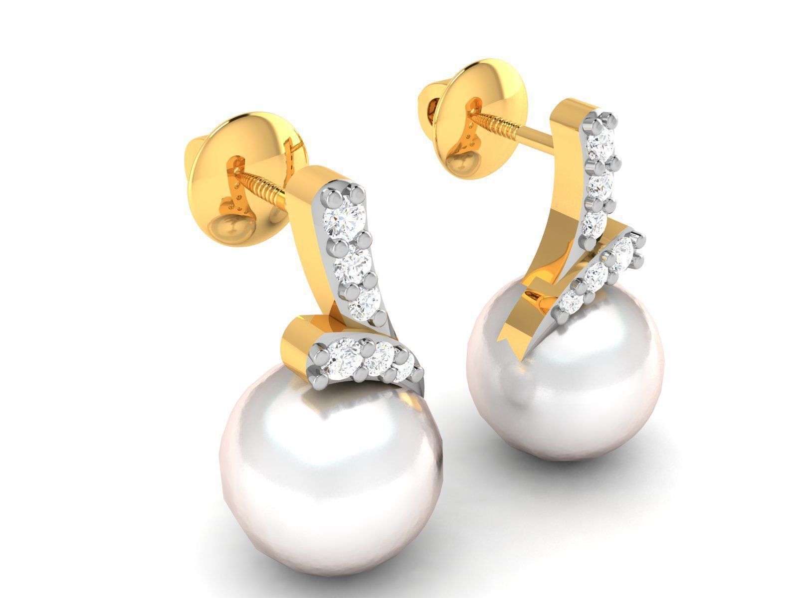 Solitaire Opal Stone Earring 3D print model_2